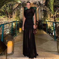 Elixire™-Kleid mit Durchscheinendem Tüll und Raffinierten Falten in Schwarz