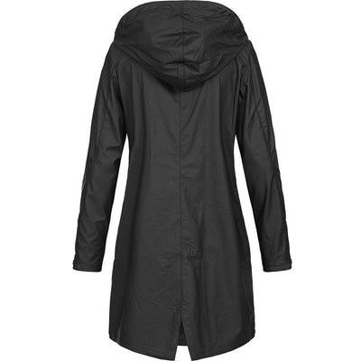 Stylische Regenjacke mit Knopfleiste und Reissverschluss sowie Kapuze für Damen | Ideal für den Winter