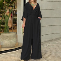 Bellavie™-Overall mit fließendem Hosenbeinschnitt und betonter Taille in Schwarz