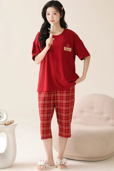 Guinevere- Gemütliches O-Neck Top und Pyjama für Damen