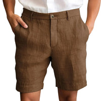 Calen | Herren Leinen Shorts Schmal Sommer Komfort Casual Leicht in Braun