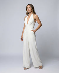 Aurore | Damen Lang Jumpsuit Elegant Festlich Modern Abend Business in Weiß