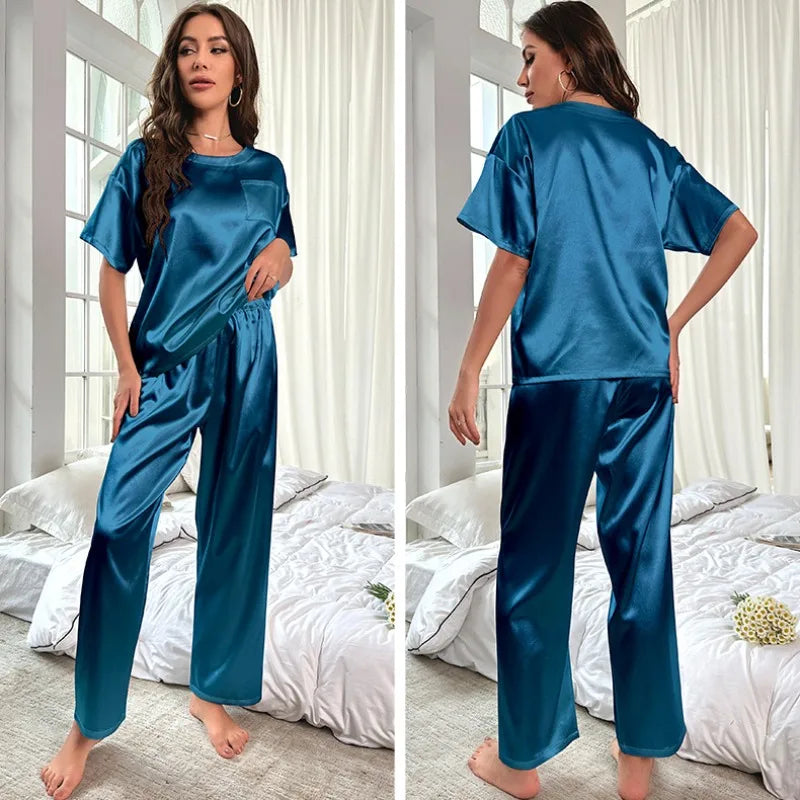 Oona- Kurzärmeliger Top- und Lange Hosen-Set für Damen