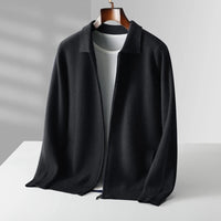 Quinton – Kaschmir Strickjacke Mit Reißverschluss in Schwarz