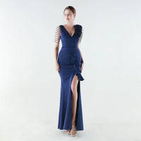 Aurielle™ Kleid mit Verziertem Schulterdesign und Premium-Verarbeitung in Marineblau