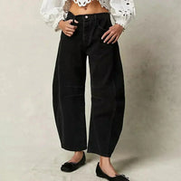 Vanessa | Damen High Waist Jeans Locker Reißverschluss Modern Denim in Schwarz