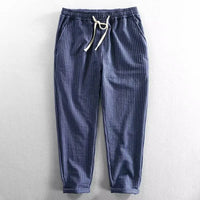 Lorenz™ Hose aus Baumwoll-Leinen mit Eleganten Streifen in Blau