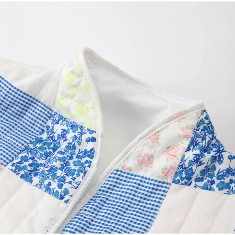 Harpij | Gewatteertes Patchwork-Jacke mit Blumen- und Gingham-Prints