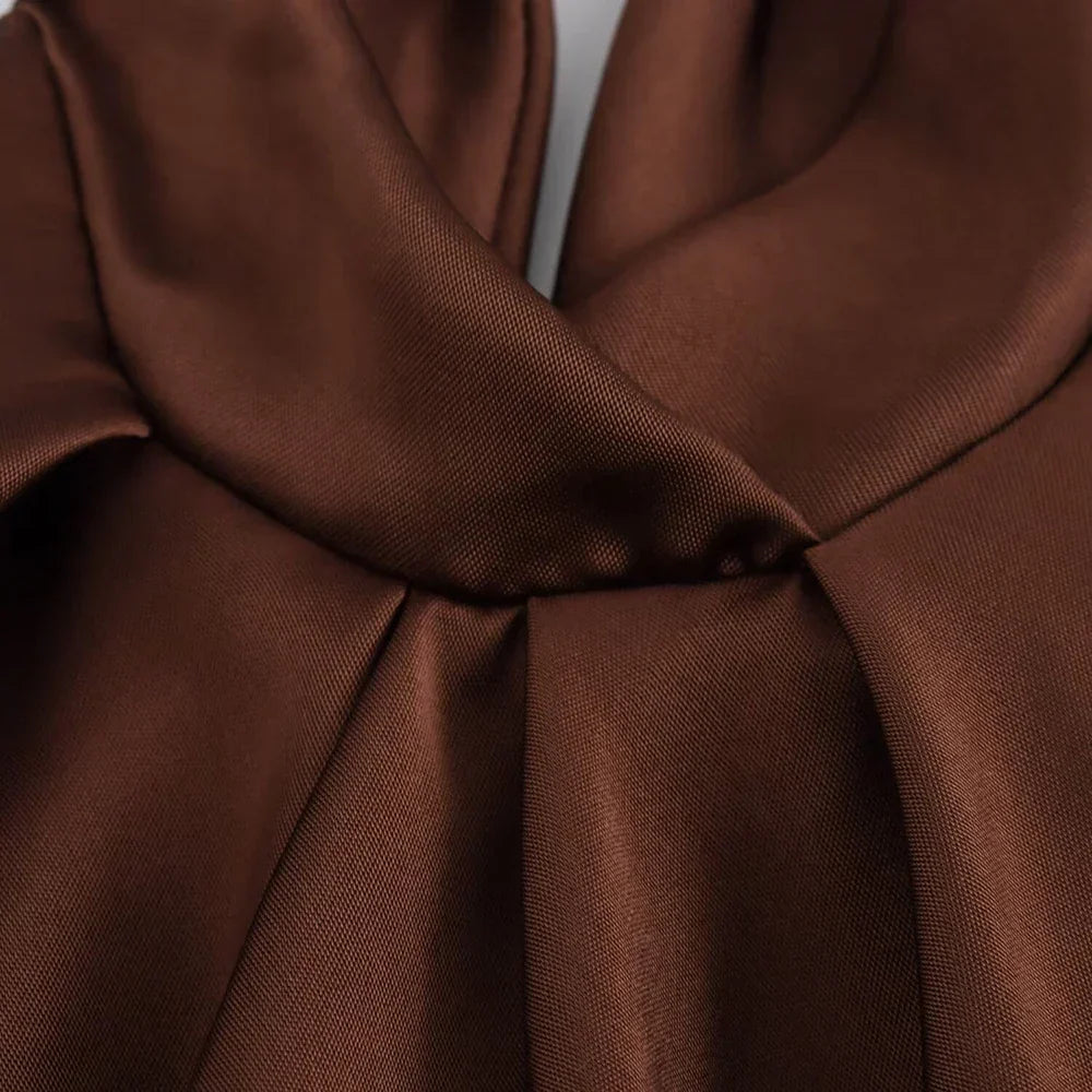 Fudus | Solide Satin Rückenausschnitt Träger Abendkleid