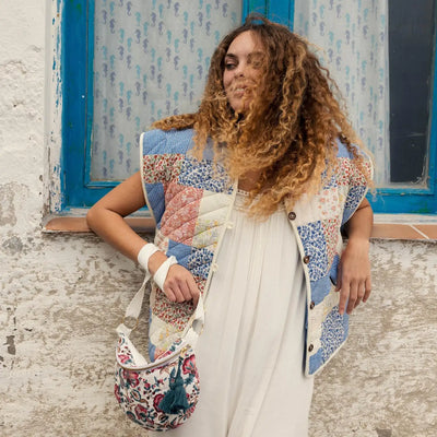 Harpij | Gewatteertes Patchwork-Jacke mit Blumen- und Gingham-Prints