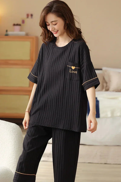 Guinevere- Gemütliches O-Neck Top und Pyjama für Damen