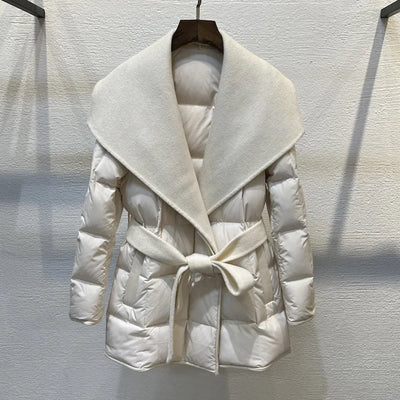 Briella- Damen Woll-Daunenjacke mit Gürtel