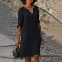 V-Ausschnitt Kleid für Frauen | Midi in Schwarz