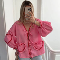 MILA - Herzbluse in Pink (Fast ausverkauft)