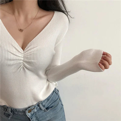 Melina - Sexy Strickpullover mit V-Ausschnitt für Frauen