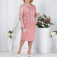 Ella | Damen Elegantes Hochzeitsgast Kleid mit kurzen Ärmeln in Rosa