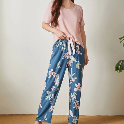 Embe- Sommer Lounge-Set mit Kurzem Oberteil und Langer Hose für Damen