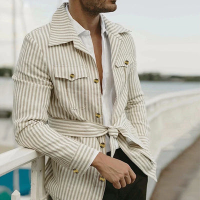 Theo | Casual gestreiftes Leinenjacket