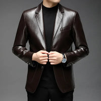 Mikkel™ Lederjacke im Blazer-Stil aus Premium-Leder mit minimalistischem Design in Dunkelbraun