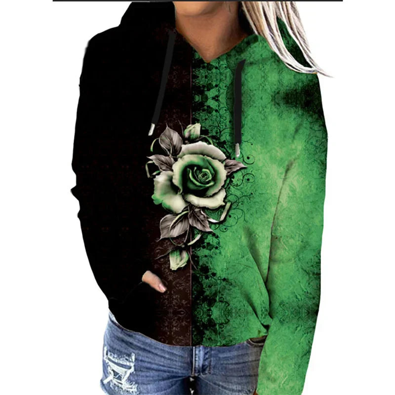 Oversize-Hoodie mit Blumenmuster für Damen | Ideal für den Winter