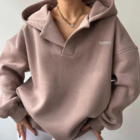 Damen Hoodie mit langen Ärmeln in Taupe