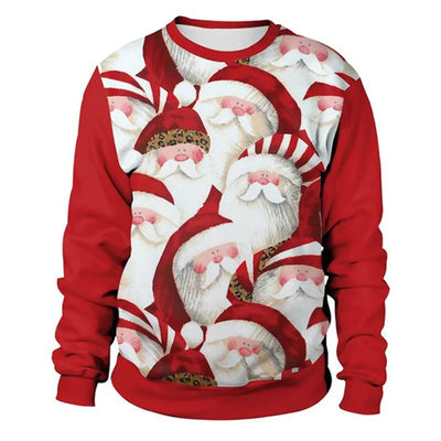 Dietmar - Warmer Pullover mit Rundhalsausschnitt und 3D-Weihnachtsaufdrucken für Männer und Frauen