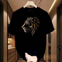 Varkon™ T-Shirt mit Tiger-Gold Print und Premium-Look in Schwarz