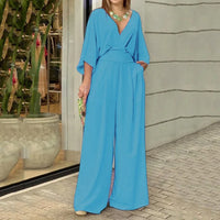 Bellavie™-Overall mit fließendem Hosenbeinschnitt und betonter Taille in Blau