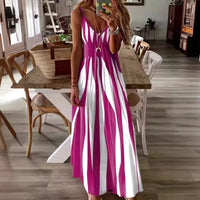 Calenna™ Kleid mit Vertikalen Streifen und V-Ausschnitt in Rosa