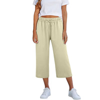 Lisia™ Pantacourt-Hose Aus Baumwoll-Leinen Mit Elastischem Bund Und Verstellbarem Kordelzug in Beige