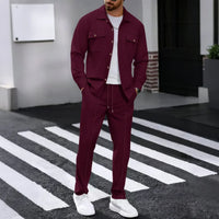 Erik™ Premium-Set aus strukturierter Strickware mit Button-down-Hemd in Bordeaux