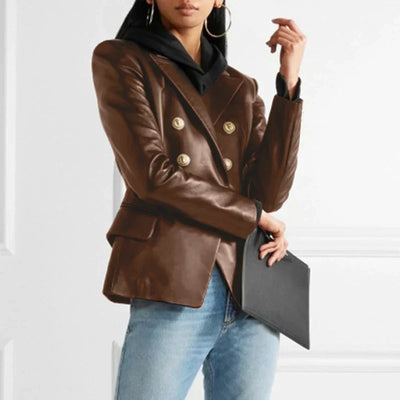 Ledarina | Eleganter Lederblazer mit Doppelknopfverschluss