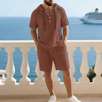 Portofino Coast™ Set Aus Baumwoll-Leinen Mit Moderner Kapuzenshirt in Braun