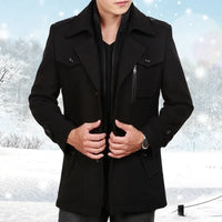 Arthur™ Premium-Wollmantel aus Walkwolle mit innerem Stehkragen und Reißverschluss in Schwarz