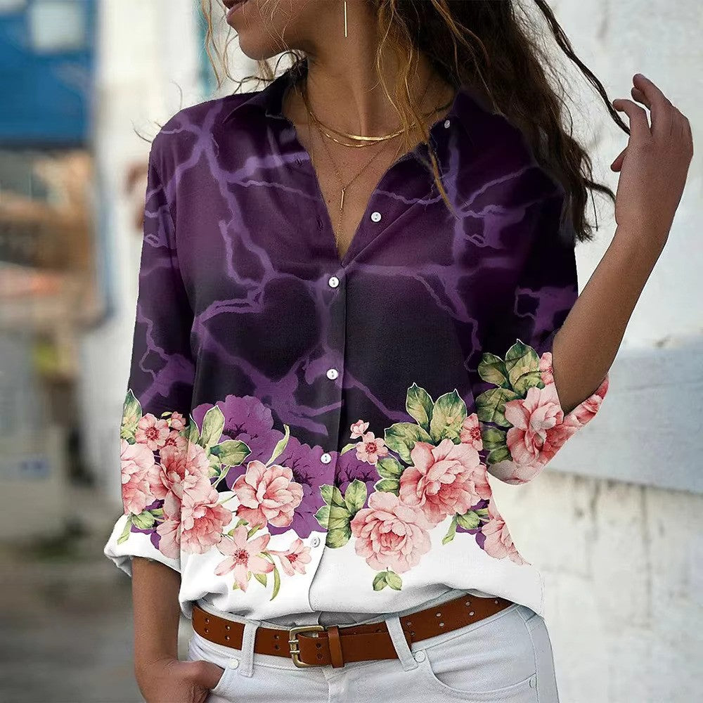 Damen Bluse mit langen Ärmeln im floralen Muster