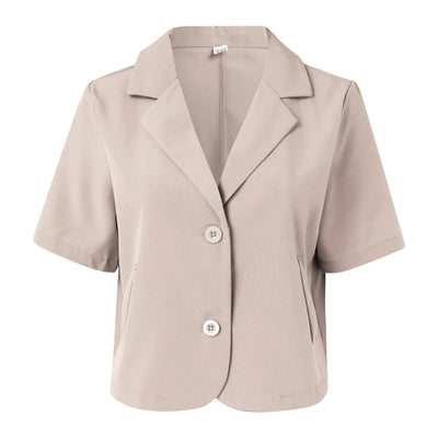 Alona - Blazer Jacke mit Kurzen Ärmeln und Zwei Knöpfen für Frauen