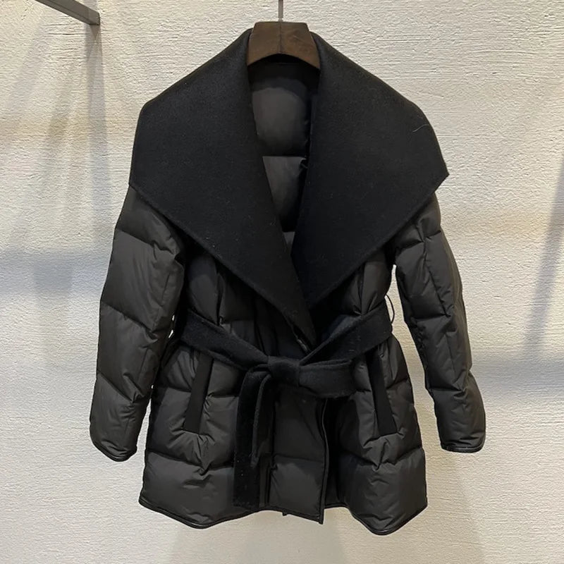 Briella- Damen Woll-Daunenjacke mit Gürtel