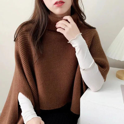 Elina - Unregelmäßiger Vintage Strickpulli mit Rollkragen für Frauen