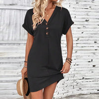 Audrey™ Kleid mit Lässiger Passform und V-Ausschnitt in Schwarz