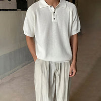 Poloshirt Hagen™ mit strukturierter Strickoptik, Kragen und Knopfleiste in Weiß