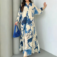 Yumi™ Maxikleid aus Premium-Viskose mit Knopfleiste Vorne in Blau