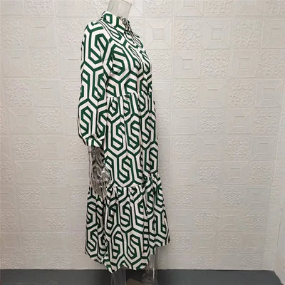 Adelona | Langärmliges Kleid mit geometrischem Muster