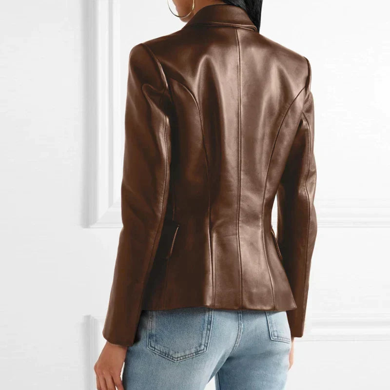 Ledarina | Eleganter Lederblazer mit Doppelknopfverschluss