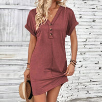 Audrey™ Kleid mit Lässiger Passform und V-Ausschnitt in Rot