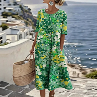 Kleid Florenne™ mit abstraktem Blumenmuster und weiter Passform in Grün