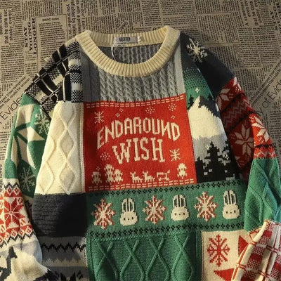 Elvi- Unisex Weihnachtspullover mit langen Ärmeln