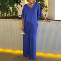 Mirelly™-Set aus Premium-Strick mit Asymmetrischem Oberteil und Eleganter Hose in Blau