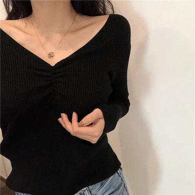 Melina - Sexy Strickpullover mit V-Ausschnitt für Frauen