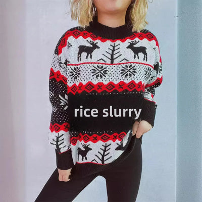 Elena - Jacquard-Strickpullover mit Rundhalsausschnitt und Weihnachtsmotiven für Frauen