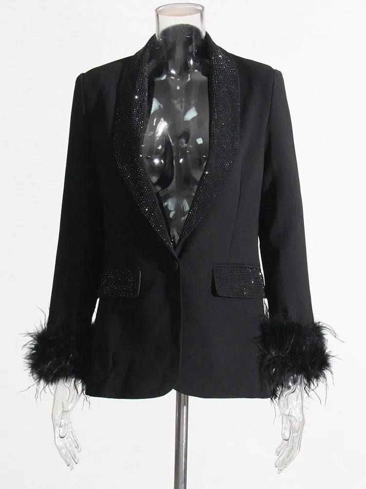 Nissa- Langarm Patchwork Blazer mit Rauten-Muster